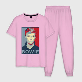 Мужская пижама хлопок с принтом David Bowie в Санкт-Петербурге, 100% хлопок | брюки и футболка прямого кроя, без карманов, на брюках мягкая резинка на поясе и по низу штанин
 | Тематика изображения на принте: bowie | david | альтернативный | арт | боуи | глэм | джаз | дэвид | музыка | музыкант | певец | поп | попрок | психоделический | рок | соул | хард | хардрок | экспериментальный | электронная | эмбиент