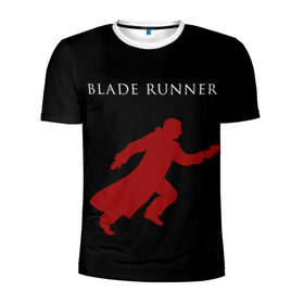 Мужская футболка 3D спортивная с принтом Blade Runner в Санкт-Петербурге, 100% полиэстер с улучшенными характеристиками | приталенный силуэт, круглая горловина, широкие плечи, сужается к линии бедра | 2049 | blade runner | bladerunner