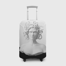 Чехол для чемодана 3D с принтом Snake girl в Санкт-Петербурге, 86% полиэфир, 14% спандекс | двустороннее нанесение принта, прорези для ручек и колес | snake | белый | волосы | глаза | губы | девушка | змеи | скульптура | тело.черный | цвет