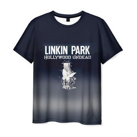 Мужская футболка 3D с принтом Linkin Park и Hollywood Undead в Санкт-Петербурге, 100% полиэфир | прямой крой, круглый вырез горловины, длина до линии бедер | 