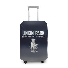Чехол для чемодана 3D с принтом Linkin Park и Hollywood Undead в Санкт-Петербурге, 86% полиэфир, 14% спандекс | двустороннее нанесение принта, прорези для ручек и колес | 