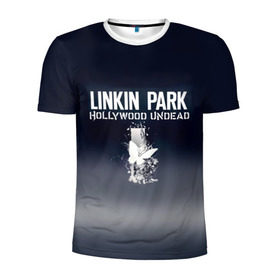 Мужская футболка 3D спортивная с принтом Linkin Park и Hollywood Undead в Санкт-Петербурге, 100% полиэстер с улучшенными характеристиками | приталенный силуэт, круглая горловина, широкие плечи, сужается к линии бедра | 