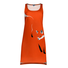 Платье-майка 3D с принтом Лисица в Санкт-Петербурге, 100% полиэстер | полуприлегающий силуэт, широкие бретели, круглый вырез горловины, удлиненный подол сзади. | зверь | лис | лиса | лисица | лисонька | рыжая | хищник
