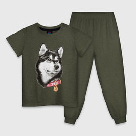 Детская пижама хлопок с принтом Маламут в Санкт-Петербурге, 100% хлопок |  брюки и футболка прямого кроя, без карманов, на брюках мягкая резинка на поясе и по низу штанин
 | Тематика изображения на принте: аляска | карандаш | маламут | рисунок | собака | хаски