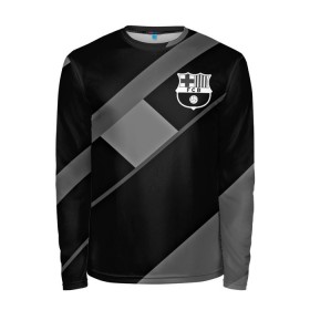 Мужской лонгслив 3D с принтом FC Barcelona gray collection в Санкт-Петербурге, 100% полиэстер | длинные рукава, круглый вырез горловины, полуприлегающий силуэт | Тематика изображения на принте: fc barcelona | мяч | спорт | футбол | чеппионат