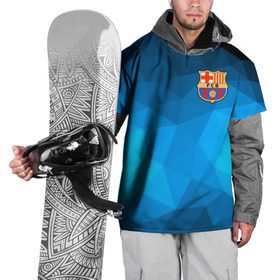 Накидка на куртку 3D с принтом FC Barcelona blue polygon 2018 в Санкт-Петербурге, 100% полиэстер |  | fc barcelona | мяч | спорт | футбол | чеппионат 