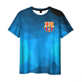Мужская футболка 3D с принтом FC Barcelona blue polygon 2018 в Санкт-Петербурге, 100% полиэфир | прямой крой, круглый вырез горловины, длина до линии бедер | fc barcelona | мяч | спорт | футбол | чеппионат 