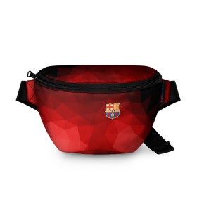 Поясная сумка 3D с принтом FC Barcelona red polygon 2018 в Санкт-Петербурге, 100% полиэстер | плотная ткань, ремень с регулируемой длиной, внутри несколько карманов для мелочей, основное отделение и карман с обратной стороны сумки застегиваются на молнию | fc barcelona | мяч | спорт | футбол | чеппионат