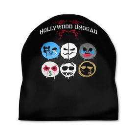 Шапка 3D с принтом Hollywood Undead маски в Санкт-Петербурге, 100% полиэстер | универсальный размер, печать по всей поверхности изделия | charlie scene | danny | funny man | hollywood | j dog | johnny 3 tears | undead | альтернативный | андед | голивуд | голливудская | группа | кранккор | метал | нежить | ню | реп | рок | рэп | рэпкор