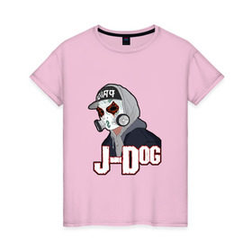 Женская футболка хлопок с принтом J-Dog из Hollywood Undead в Санкт-Петербурге, 100% хлопок | прямой крой, круглый вырез горловины, длина до линии бедер, слегка спущенное плечо | 