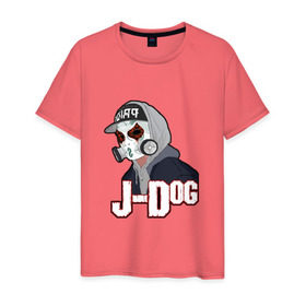 Мужская футболка хлопок с принтом J-Dog из Hollywood Undead в Санкт-Петербурге, 100% хлопок | прямой крой, круглый вырез горловины, длина до линии бедер, слегка спущенное плечо. | 