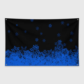 Флаг-баннер с принтом Голубые снежинки в Санкт-Петербурге, 100% полиэстер | размер 67 х 109 см, плотность ткани — 95 г/м2; по краям флага есть четыре люверса для крепления | 