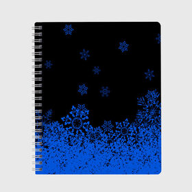 Тетрадь с принтом Голубые снежинки в Санкт-Петербурге, 100% бумага | 48 листов, плотность листов — 60 г/м2, плотность картонной обложки — 250 г/м2. Листы скреплены сбоку удобной пружинной спиралью. Уголки страниц и обложки скругленные. Цвет линий — светло-серый
 | 