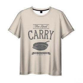 Мужская футболка 3D с принтом The Real Carry - Pan Protectio в Санкт-Петербурге, 100% полиэфир | прямой крой, круглый вырез горловины, длина до линии бедер | battlegrounds | playerunknowns | pubg | пубг | сковородка