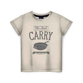 Детская футболка 3D с принтом The Real Carry - Pan Protectio в Санкт-Петербурге, 100% гипоаллергенный полиэфир | прямой крой, круглый вырез горловины, длина до линии бедер, чуть спущенное плечо, ткань немного тянется | Тематика изображения на принте: battlegrounds | playerunknowns | pubg | пубг | сковородка