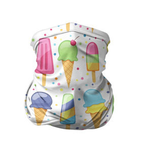 Бандана-труба 3D с принтом мороженное в Санкт-Петербурге, 100% полиэстер, ткань с особыми свойствами — Activecool | плотность 150‒180 г/м2; хорошо тянется, но сохраняет форму | dessert | food | ice cream | sweets | десерт | еда | мороженное | сладости