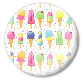 Значок с принтом мороженное в Санкт-Петербурге,  металл | круглая форма, металлическая застежка в виде булавки | dessert | food | ice cream | sweets | десерт | еда | мороженное | сладости