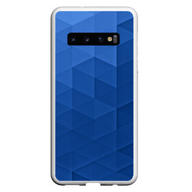 Чехол для Samsung Galaxy S10 с принтом trianse blue в Санкт-Петербурге, Силикон | Область печати: задняя сторона чехла, без боковых панелей | Тематика изображения на принте: abstraction | абстракция | геометрия | грани | полигоны | сочетания | треугольники