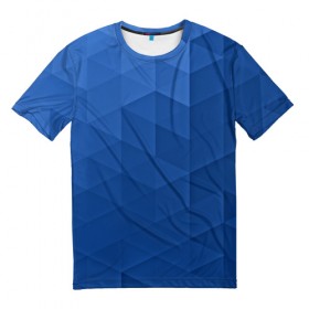 Мужская футболка 3D с принтом trianse blue в Санкт-Петербурге, 100% полиэфир | прямой крой, круглый вырез горловины, длина до линии бедер | abstraction | абстракция | геометрия | грани | полигоны | сочетания | треугольники