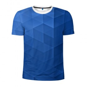 Мужская футболка 3D спортивная с принтом trianse blue в Санкт-Петербурге, 100% полиэстер с улучшенными характеристиками | приталенный силуэт, круглая горловина, широкие плечи, сужается к линии бедра | Тематика изображения на принте: abstraction | абстракция | геометрия | грани | полигоны | сочетания | треугольники