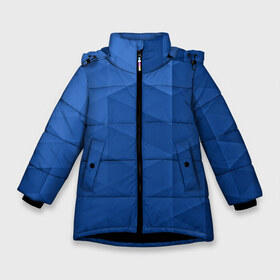Зимняя куртка для девочек 3D с принтом trianse blue в Санкт-Петербурге, ткань верха — 100% полиэстер; подклад — 100% полиэстер, утеплитель — 100% полиэстер. | длина ниже бедра, удлиненная спинка, воротник стойка и отстегивающийся капюшон. Есть боковые карманы с листочкой на кнопках, утяжки по низу изделия и внутренний карман на молнии. 

Предусмотрены светоотражающий принт на спинке, радужный светоотражающий элемент на пуллере молнии и на резинке для утяжки. | abstraction | абстракция | геометрия | грани | полигоны | сочетания | треугольники
