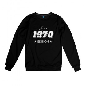 Женский свитшот хлопок с принтом limited edition 1970 в Санкт-Петербурге, 100% хлопок | прямой крой, круглый вырез, на манжетах и по низу широкая трикотажная резинка  | 