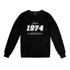 Женский свитшот хлопок с принтом limited edition 1974 в Санкт-Петербурге, 100% хлопок | прямой крой, круглый вырез, на манжетах и по низу широкая трикотажная резинка  | 