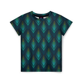 Детская футболка 3D с принтом Абстрактная птица в Санкт-Петербурге, 100% гипоаллергенный полиэфир | прямой крой, круглый вырез горловины, длина до линии бедер, чуть спущенное плечо, ткань немного тянется | 2021 | abstraction | geometry | hexagon | neon | paints | stripes | texture | triangle | абстракция | брызги | брызги красок | геометрия | краски | линии | мода | модные | неон | неоновый | перья | полосы | птица | соты | текстура | цветные