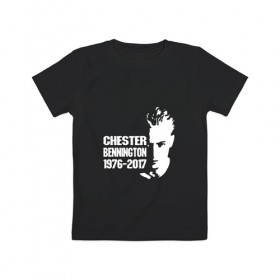 Детская футболка хлопок с принтом Chester Bennington 1976 - 2017 в Санкт-Петербурге, 100% хлопок | круглый вырез горловины, полуприлегающий силуэт, длина до линии бедер | Тематика изображения на принте: 