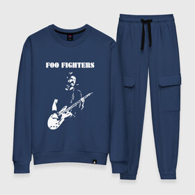 Женский костюм хлопок с принтом Foo Fighters в Санкт-Петербурге, 100% хлопок | на свитшоте круглая горловина, мягкая резинка по низу. Брюки заужены к низу, на них два вида карманов: два 