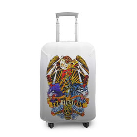 Чехол для чемодана 3D с принтом Foo Fighters, орел и тигры в Санкт-Петербурге, 86% полиэфир, 14% спандекс | двустороннее нанесение принта, прорези для ручек и колес | 