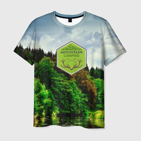 Мужская футболка 3D с принтом Mountain Camping в Санкт-Петербурге, 100% полиэфир | прямой крой, круглый вырез горловины, длина до линии бедер | mountain | возвышение | возвышенность | гора | горка | горы | лес | природа | склон | туман | холм