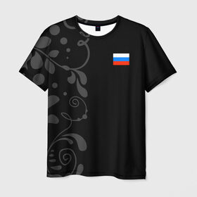 Мужская футболка 3D с принтом Russia - Black collection в Санкт-Петербурге, 100% полиэфир | прямой крой, круглый вырез горловины, длина до линии бедер | 0x000000123 | black collection | russia | россия