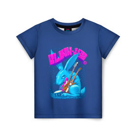 Детская футболка 3D с принтом Заяц Blink-182 в Санкт-Петербурге, 100% гипоаллергенный полиэфир | прямой крой, круглый вырез горловины, длина до линии бедер, чуть спущенное плечо, ткань немного тянется | Тематика изображения на принте: 