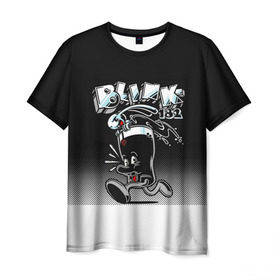 Мужская футболка 3D с принтом Заяц в стакане Blink-182 в Санкт-Петербурге, 100% полиэфир | прямой крой, круглый вырез горловины, длина до линии бедер | blink | альтернативный рок | блинк | группа | марк хоппус | музыка | мэтт скиба | надпись | панк | панк рок | песни | поп панк | рок | скейт панк | смайл | смайлик | трэвис баркер