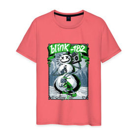 Мужская футболка хлопок с принтом С Рождеством, Blink-182 в Санкт-Петербурге, 100% хлопок | прямой крой, круглый вырез горловины, длина до линии бедер, слегка спущенное плечо. | 