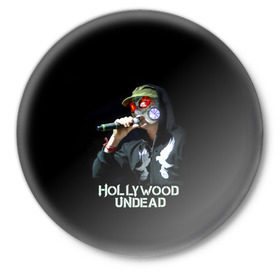 Значок с принтом J-Dog группа Hollywood Undead в Санкт-Петербурге,  металл | круглая форма, металлическая застежка в виде булавки | 