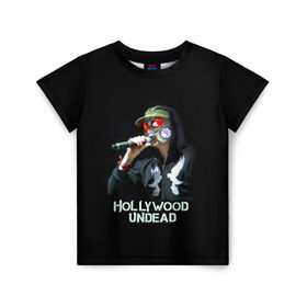 Детская футболка 3D с принтом J-Dog группа Hollywood Undead в Санкт-Петербурге, 100% гипоаллергенный полиэфир | прямой крой, круглый вырез горловины, длина до линии бедер, чуть спущенное плечо, ткань немного тянется | Тематика изображения на принте: 