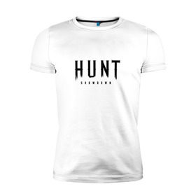 Мужская футболка премиум с принтом Hunt: Showdown Black Logo в Санкт-Петербурге, 92% хлопок, 8% лайкра | приталенный силуэт, круглый вырез ворота, длина до линии бедра, короткий рукав | crytek | game | hunt | hunt: showdown | hunter | monsters | showdown | игра | крайтек | охота | столкновение