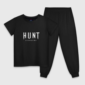 Детская пижама хлопок с принтом Hunt: Showdown White Logo в Санкт-Петербурге, 100% хлопок |  брюки и футболка прямого кроя, без карманов, на брюках мягкая резинка на поясе и по низу штанин
 | crytek | game | hunt | hunt: showdown | hunter | monsters | showdown | игра | крайтек | охота | столкновение