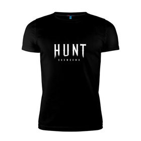Мужская футболка премиум с принтом Hunt: Showdown White Logo в Санкт-Петербурге, 92% хлопок, 8% лайкра | приталенный силуэт, круглый вырез ворота, длина до линии бедра, короткий рукав | crytek | game | hunt | hunt: showdown | hunter | monsters | showdown | игра | крайтек | охота | столкновение