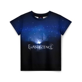 Детская футболка 3D с принтом Evanescence звездное небо в Санкт-Петербурге, 100% гипоаллергенный полиэфир | прямой крой, круглый вырез горловины, длина до линии бедер, чуть спущенное плечо, ткань немного тянется | evanescence | альтернативный | готик | группа | джен маджура | исчезновение | метал | ню | рок | синий | тим маккорд | трой маклоухорн | уилл хант | хард | эванесенс | эми ли