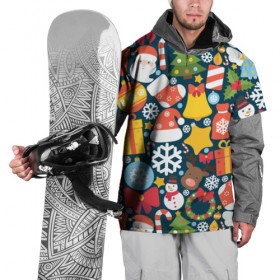 Накидка на куртку 3D с принтом Новогодний набор в Санкт-Петербурге, 100% полиэстер |  | new year | елка | новый год | подарок | снеговик | снежинка