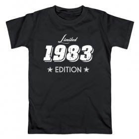 Мужская футболка хлопок с принтом limited edition 1983 в Санкт-Петербурге, 100% хлопок | прямой крой, круглый вырез горловины, длина до линии бедер, слегка спущенное плечо. | 1983 | день рождения | подарок | праздник