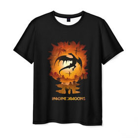 Мужская футболка 3D с принтом Драконы Imagine Dragons в Санкт-Петербурге, 100% полиэфир | прямой крой, круглый вырез горловины, длина до линии бедер | dragons | imagine | альтернативный | американская | бэн макки | группа | драгонс | дэн платцман | дэн рейнольдс | имеджин | инди | индирок | рок | уэйн сермон