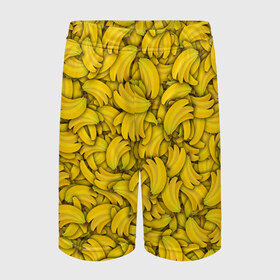Детские спортивные шорты 3D с принтом Бананы в Санкт-Петербурге,  100% полиэстер
 | пояс оформлен широкой мягкой резинкой, ткань тянется
 | banana | vegan | банан | веган | желтый | паттерн | текстура | фрукт