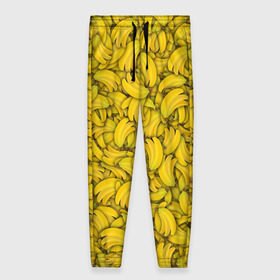 Женские брюки 3D с принтом Бананы в Санкт-Петербурге, полиэстер 100% | прямой крой, два кармана без застежек по бокам, с мягкой трикотажной резинкой на поясе и по низу штанин. В поясе для дополнительного комфорта — широкие завязки | banana | vegan | банан | веган | желтый | паттерн | текстура | фрукт