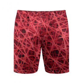 Мужские шорты 3D спортивные с принтом Сетка в Санкт-Петербурге,  |  | красный | модные | пластик | сети | сетка | текстура | цвет