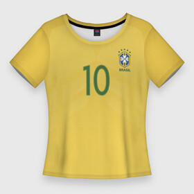 Женская футболка 3D Slim с принтом Неймар Форма Домашняя 17 18 в Санкт-Петербурге,  |  | brazil | jr | neymar | бразилия | неймар | нэймар | по футболу | сборная бразилии | футбольная форма