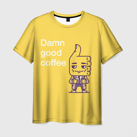 Мужская футболка 3D с принтом Чертовски хороший кофе в Санкт-Петербурге, 100% полиэфир | прямой крой, круглый вырез горловины, длина до линии бедер | fbi | fагент купер | twin peaks | лайк | лойс | луцк | палец вверх | смайлик | твин пикс | человечек